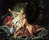 Francois Boucher Canvas Paintings - Leda and the Swan